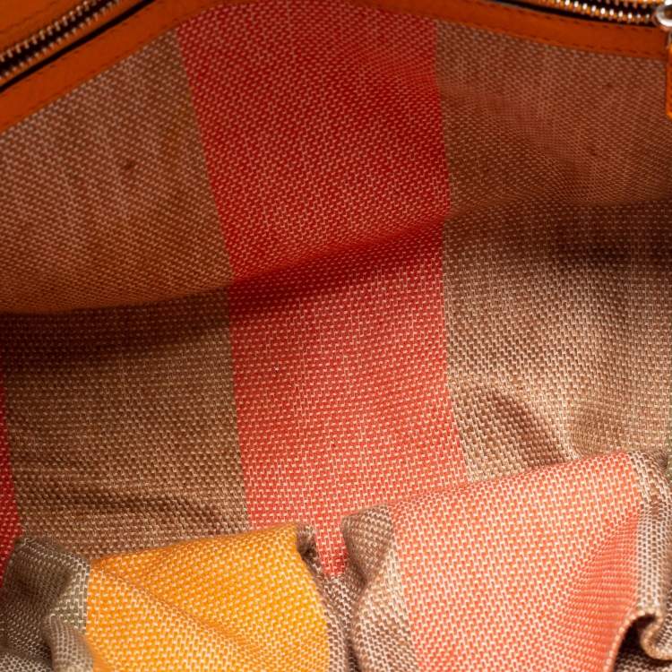 Pre Owned Gucci Tangerine Leather Small Bamboo Daily Top Handle Bag