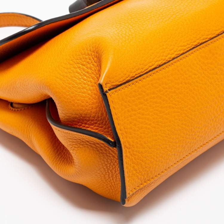 Pre Owned Gucci Tangerine Leather Small Bamboo Daily Top Handle Bag