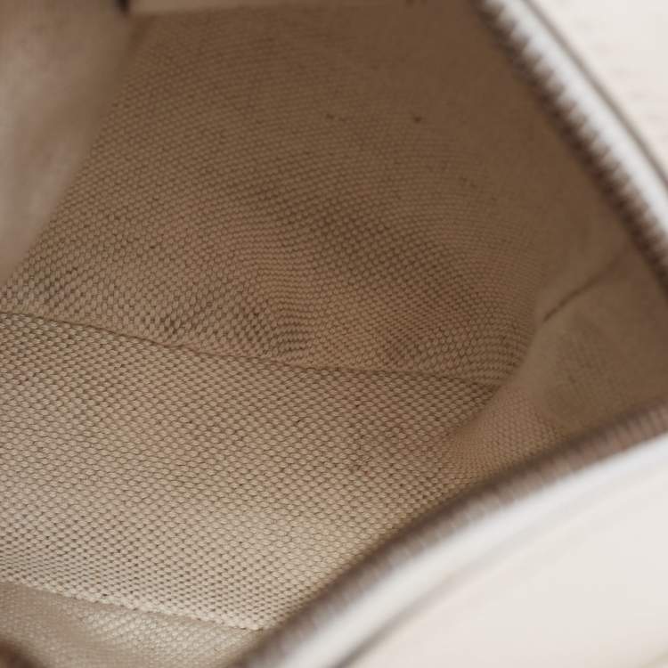 Pre Owned Gucci White Leather Logo Messenger Bag