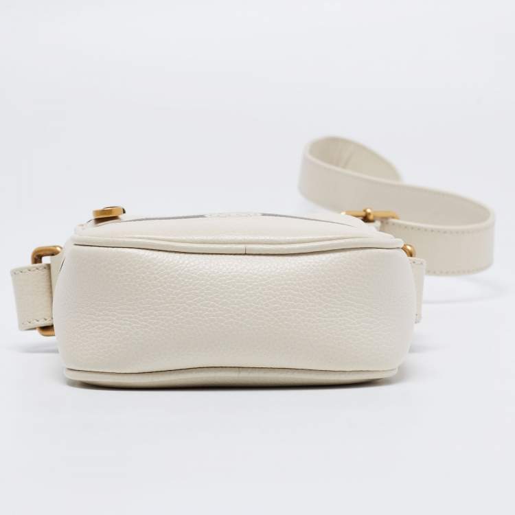 Pre Owned Gucci White Leather Logo Messenger Bag