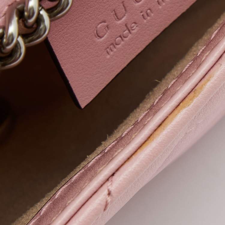مملوكة مسبقًا Gucci Pink Matelassé Leather Super Mini GG Marmont Shoulder Bag