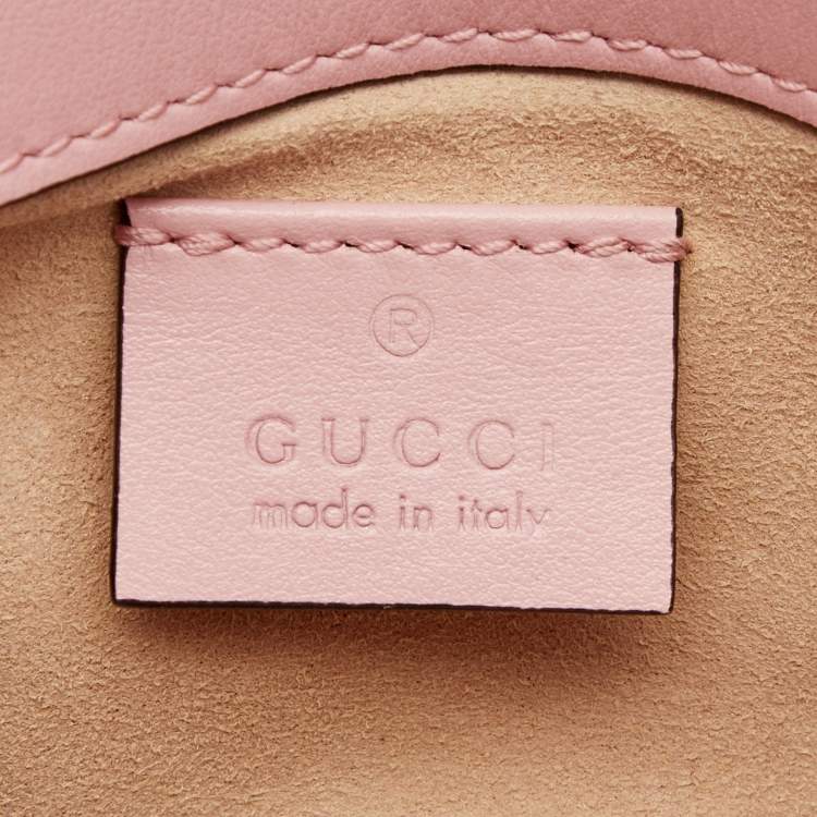 مملوكة مسبقًا Gucci Pink Matelassé Leather Super Mini GG Marmont Shoulder Bag
