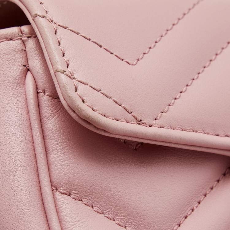 مملوكة مسبقًا Gucci Pink Matelassé Leather Super Mini GG Marmont Shoulder Bag