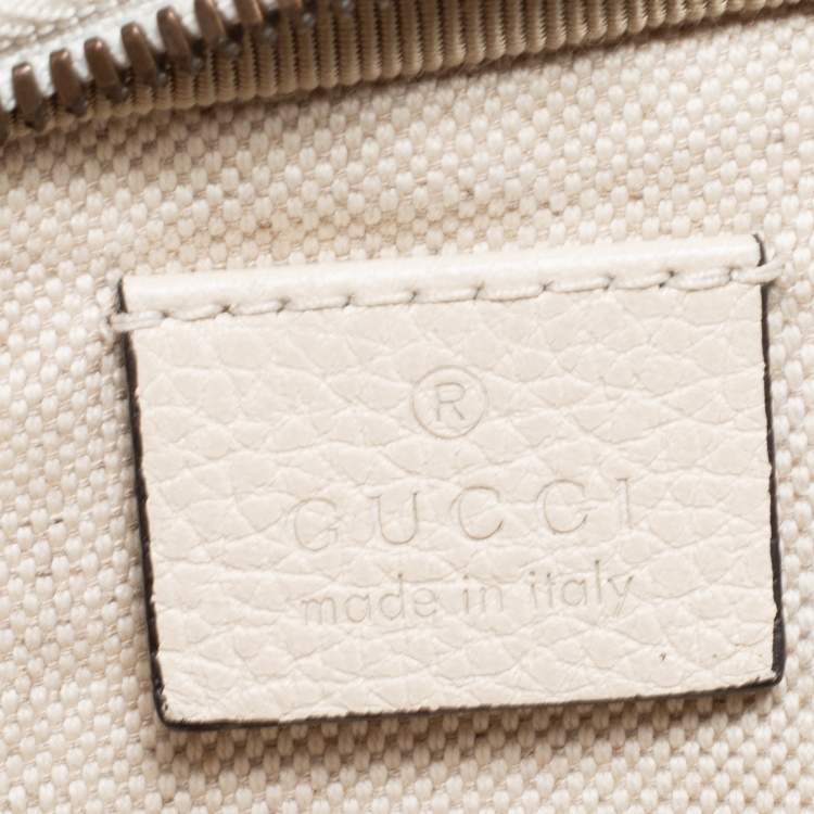 Pre Owned Gucci Off White Leather Logo Web Belt Bag
