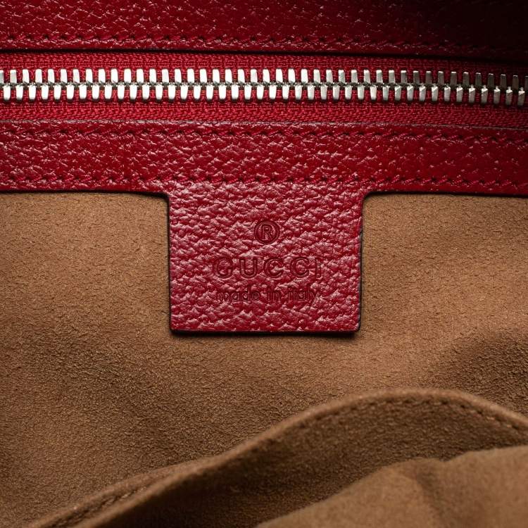 Pre Owned Gucci Beige/Red GG Supreme Canvas And Leather Tian Print Backpack