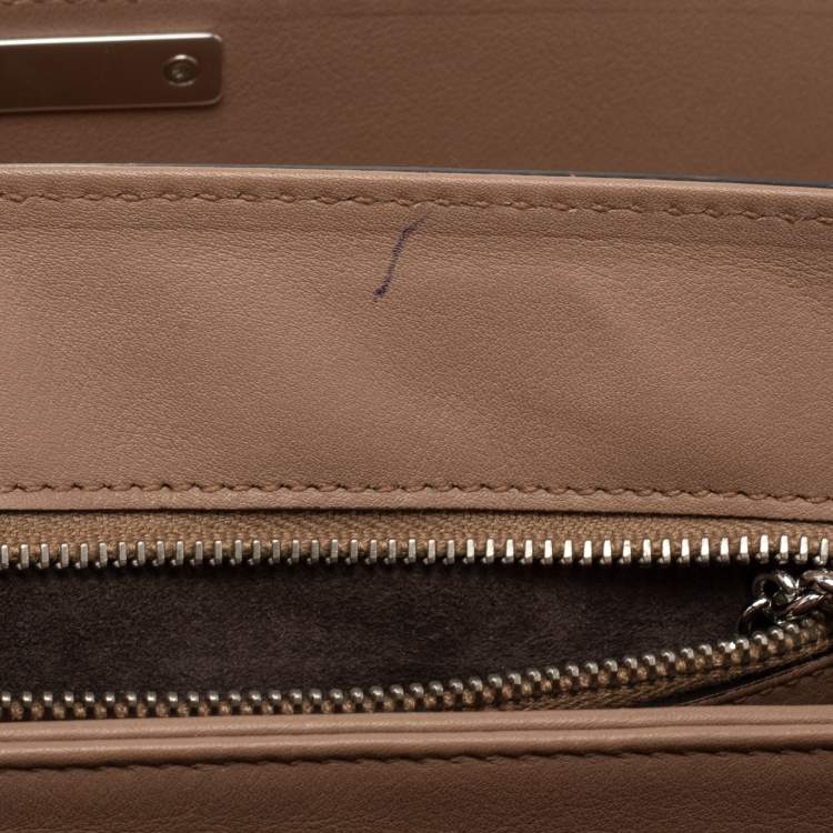 Pre Owned Gucci Beige Leather Lady Lock Bamboo Top Handle Bag