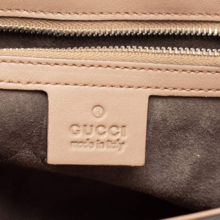 Pre Owned Gucci Beige Leather Lady Lock Bamboo Top Handle Bag