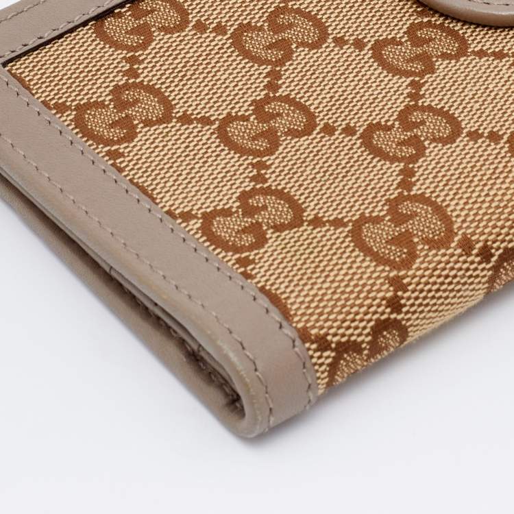 مملوكة مسبقًا Gucci Beige/Brown GG Canvas And Leather Scarlett Continental Bifold Wallet