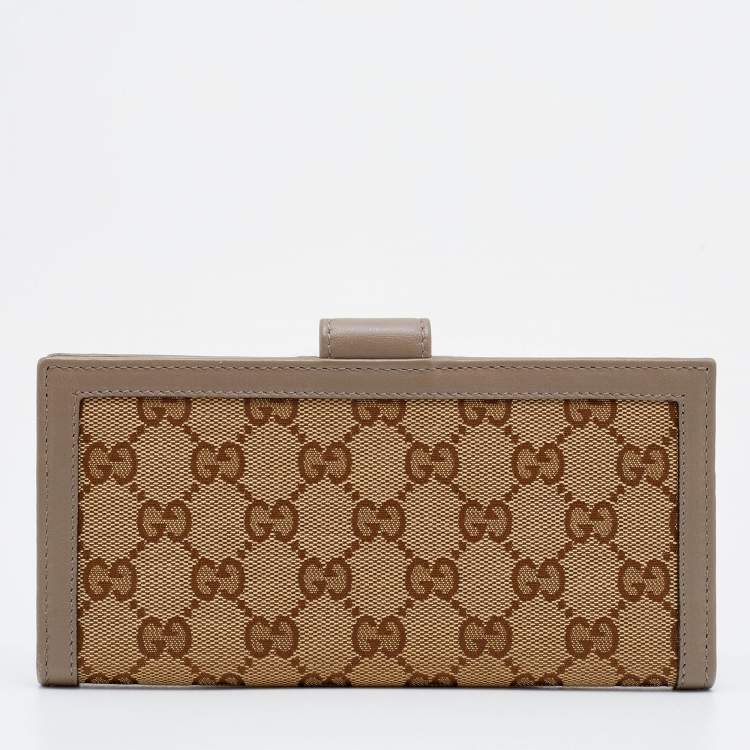 مملوكة مسبقًا Gucci Beige/Brown GG Canvas And Leather Scarlett Continental Bifold Wallet