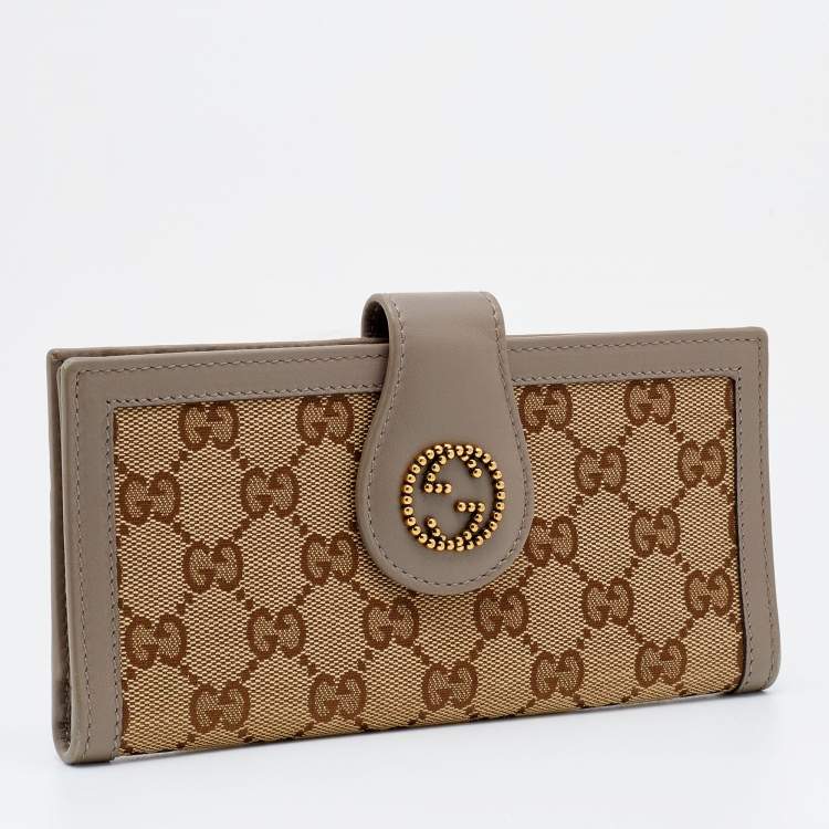 مملوكة مسبقًا Gucci Beige/Brown GG Canvas And Leather Scarlett Continental Bifold Wallet