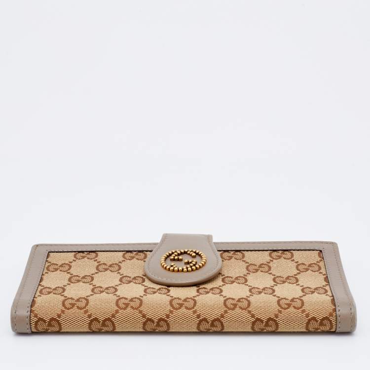 مملوكة مسبقًا Gucci Beige/Brown GG Canvas And Leather Scarlett Continental Bifold Wallet