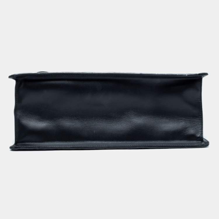 Pre Owned Gucci Black/Red Flame Leather Medium Sylvie  Top Handle Bag 