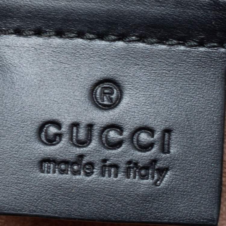 Pre Owned Gucci Black/Red Flame Leather Medium Sylvie  Top Handle Bag 
