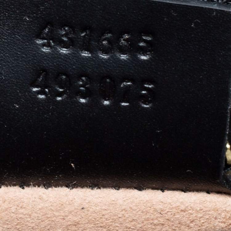 Pre Owned Gucci Black/Red Flame Leather Medium Sylvie  Top Handle Bag 