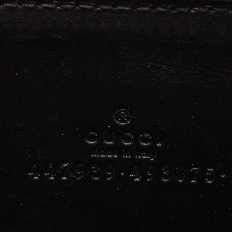 Pre Owned Gucci Black Guccissima Leather Zip Card Case
