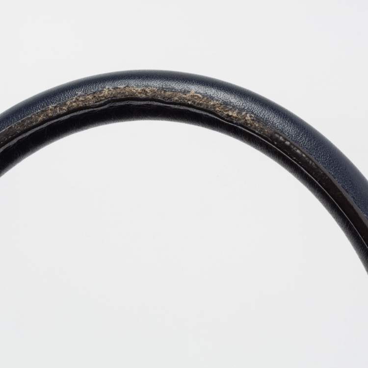 Pre Owned Gucci Navy Blue Diamante Leather Top Zip Shopper Tote