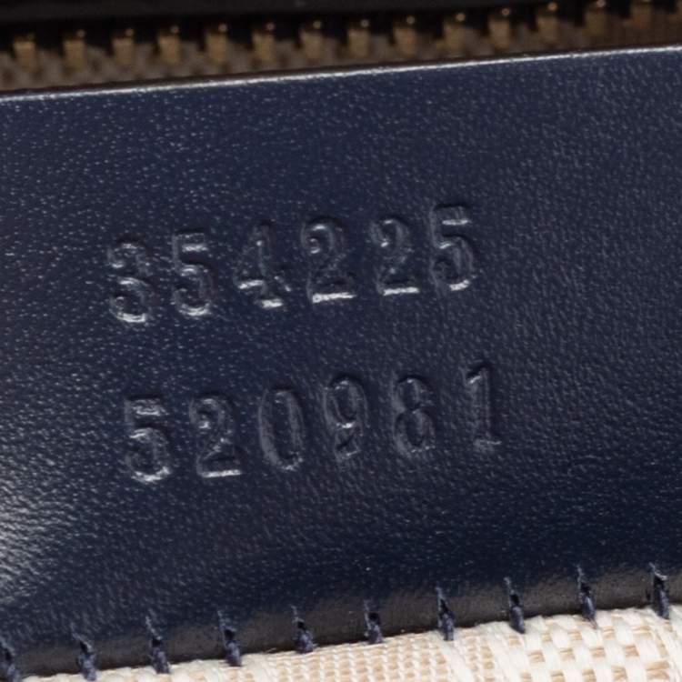 Pre Owned Gucci Navy Blue Diamante Leather Top Zip Shopper Tote