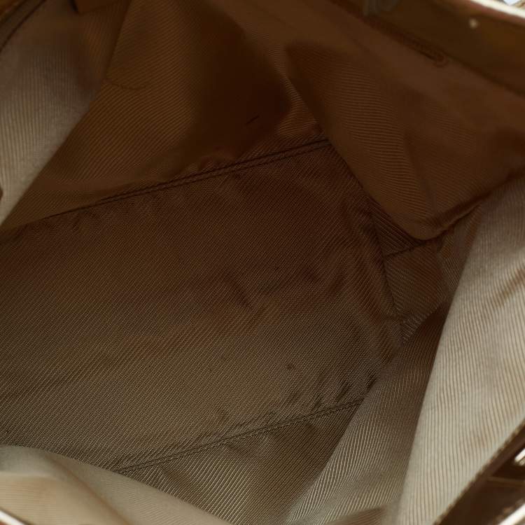 Pre Owned Gucci Gold GG Canvas and Leather Tote