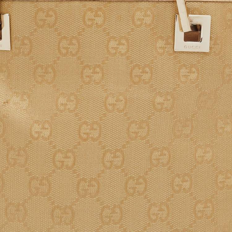 Pre Owned Gucci Gold GG Canvas and Leather Tote