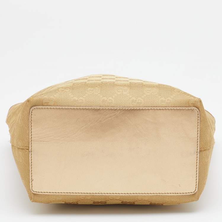 Pre Owned Gucci Gold GG Canvas and Leather Tote