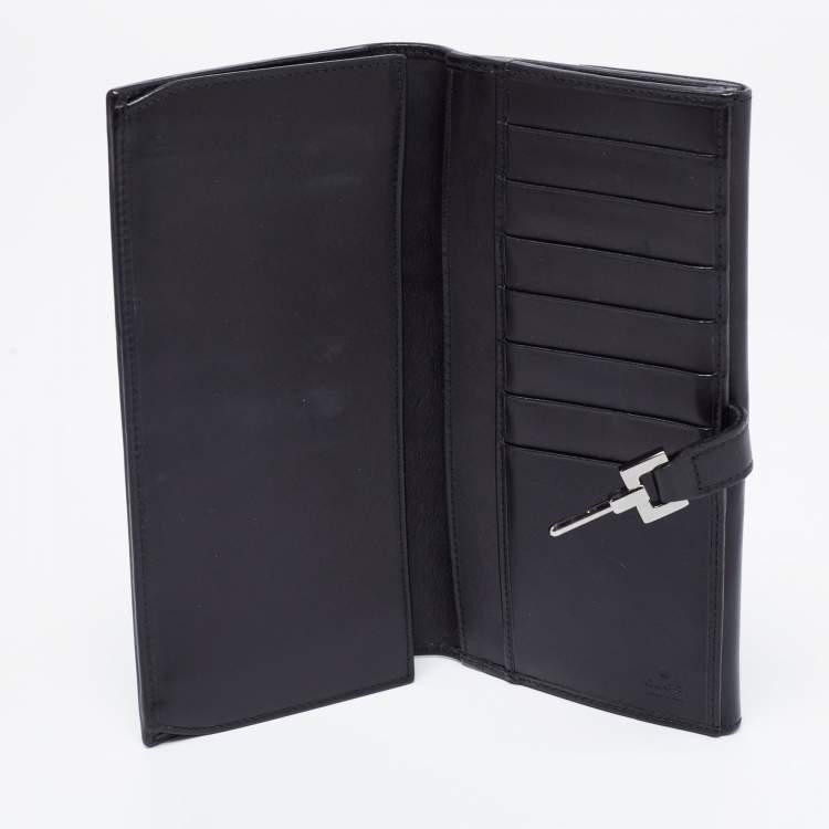 Pre Owned Gucci Black Suede And Canvas Web Wallet