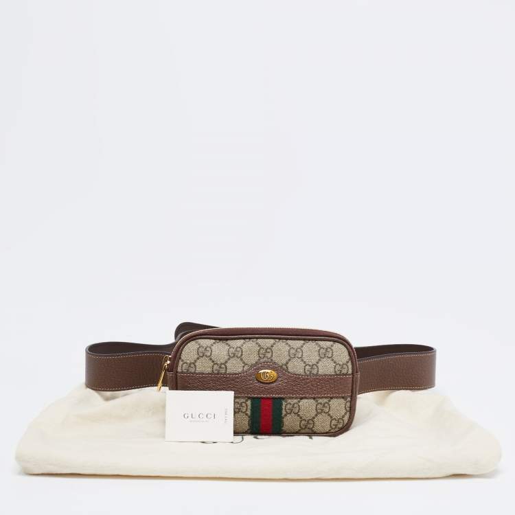Pre Owned Gucci Beige/Brown GG Supreme Coated Canvas and Leather Ophidia Belt Bag