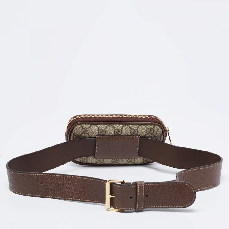 Pre Owned Gucci Beige/Brown GG Supreme Coated Canvas and Leather Ophidia Belt Bag
