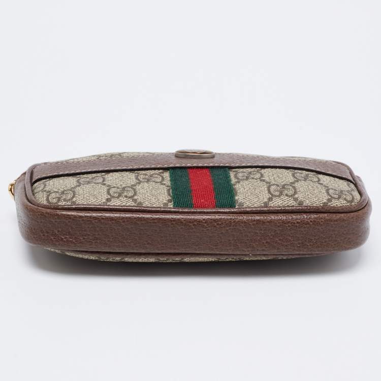 Pre Owned Gucci Beige/Brown GG Supreme Coated Canvas and Leather Ophidia Belt Bag