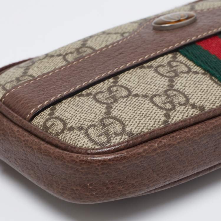 Pre Owned Gucci Beige/Brown GG Supreme Coated Canvas and Leather Ophidia Belt Bag