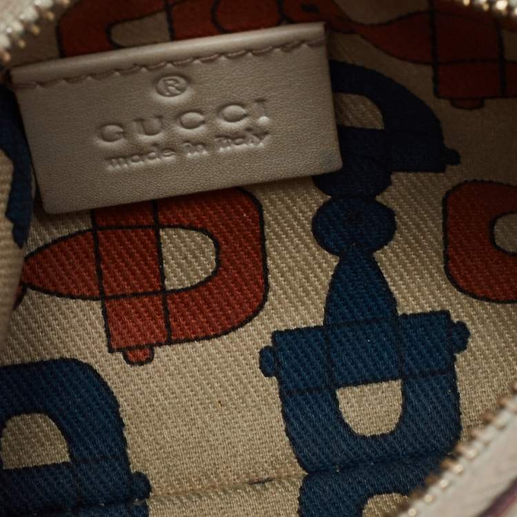 Pre Owned Gucci Light Grey Guccissima Leather Zip Pouch