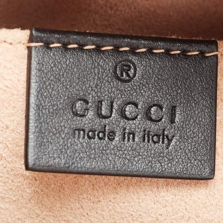 Pre Owned Gucci Black Matelassé Leather GG Marmont Backpack