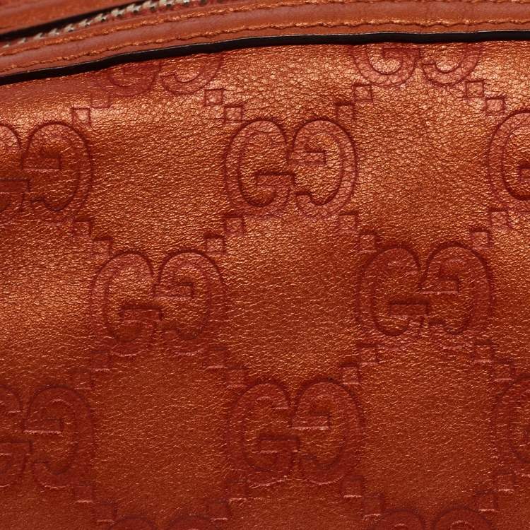 Pre Owned Gucci Orange GG Leather Pouch