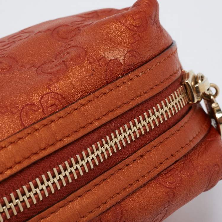 Pre Owned Gucci Orange GG Leather Pouch