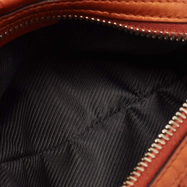 Pre Owned Gucci Orange GG Leather Pouch