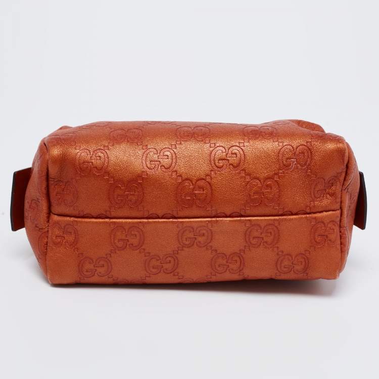 Pre Owned Gucci Orange GG Leather Pouch