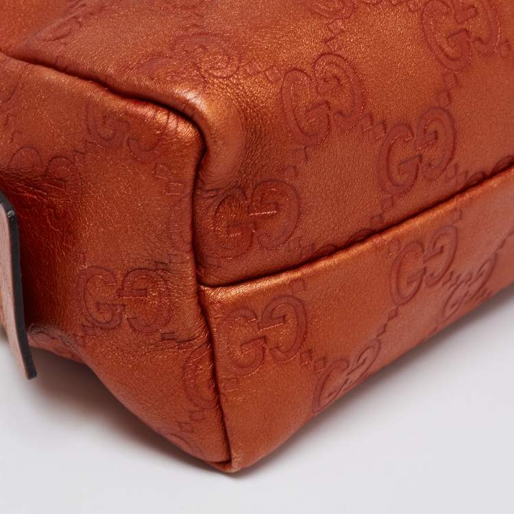 Pre Owned Gucci Orange GG Leather Pouch