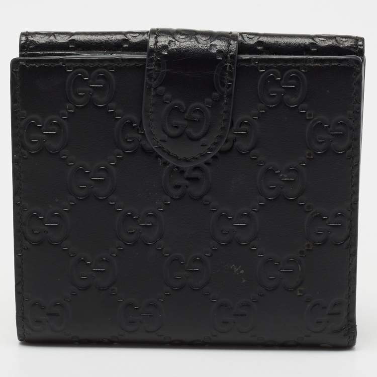 Pre Owned Gucci Black Guccissima Leather GG Icon Wallet