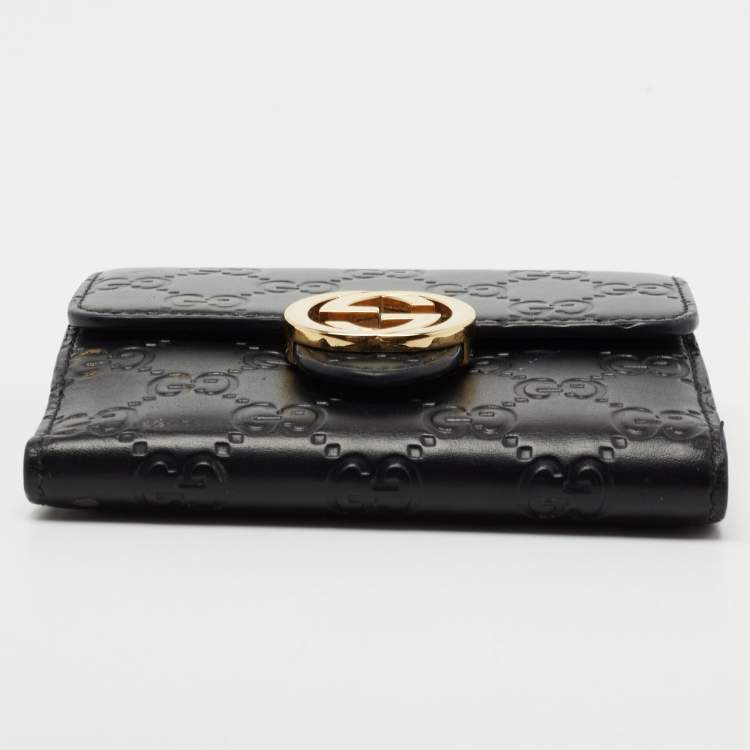 Pre Owned Gucci Black Guccissima Leather GG Icon Wallet