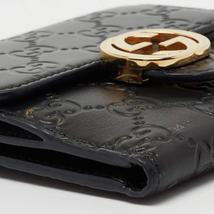Pre Owned Gucci Black Guccissima Leather GG Icon Wallet