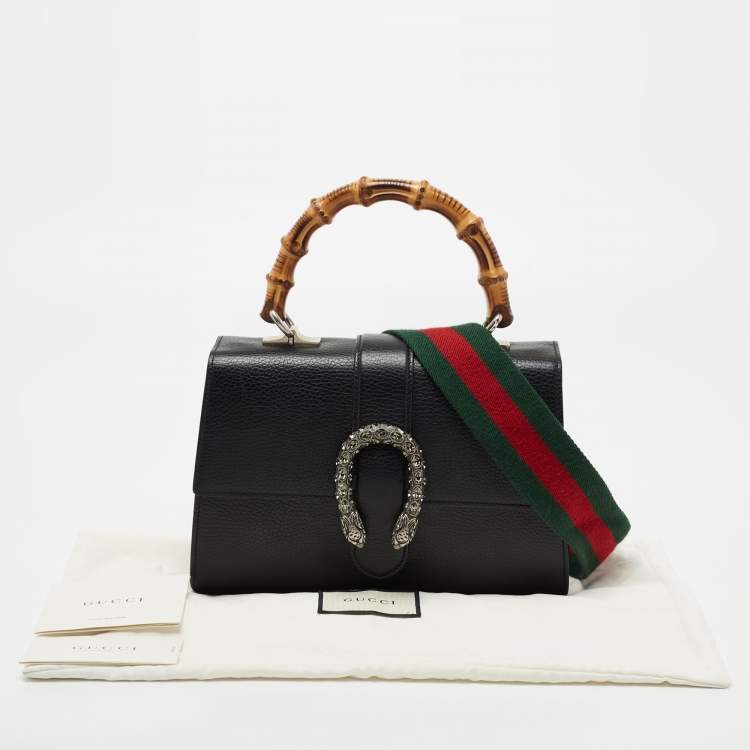مملوكة مسبقًا Gucci Black Leather Dionysus Bamboo Top Handle Bag