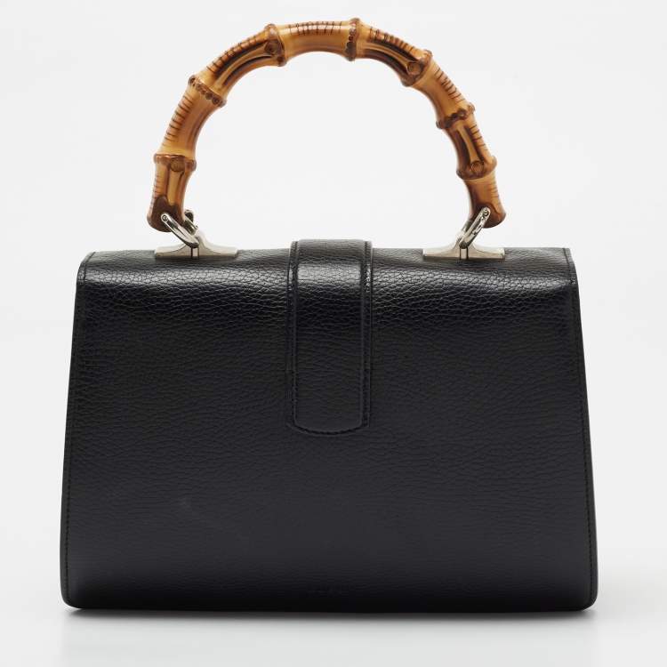 مملوكة مسبقًا Gucci Black Leather Dionysus Bamboo Top Handle Bag
