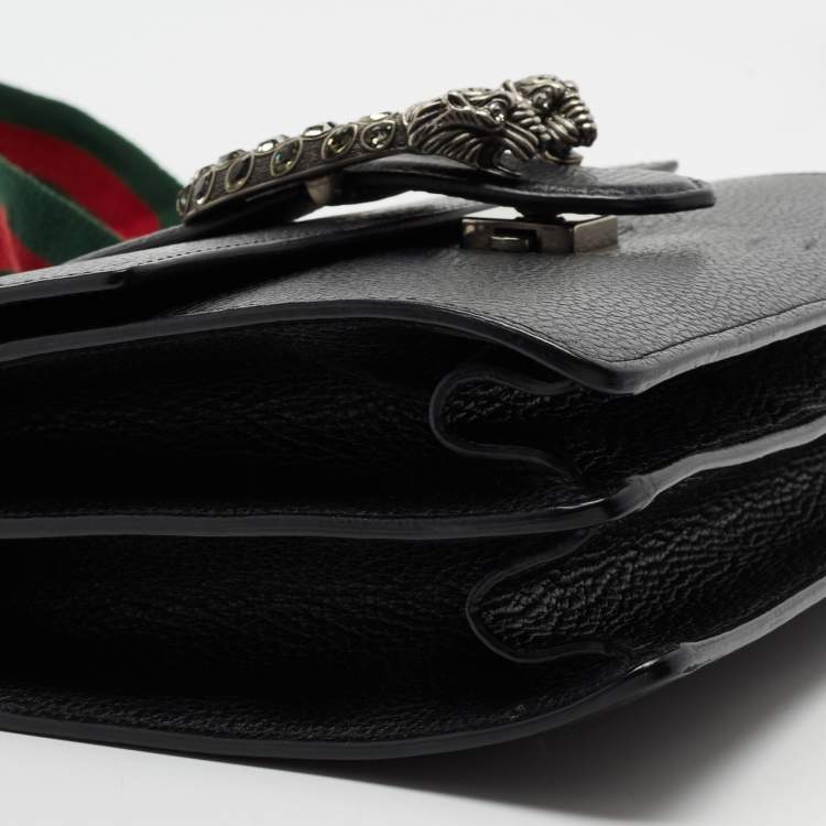 مملوكة مسبقًا Gucci Black Leather Dionysus Bamboo Top Handle Bag