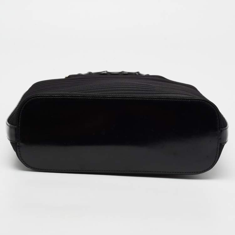 Pre Owned Gucci Black Nylon and Patent Leather Bamboo Tote