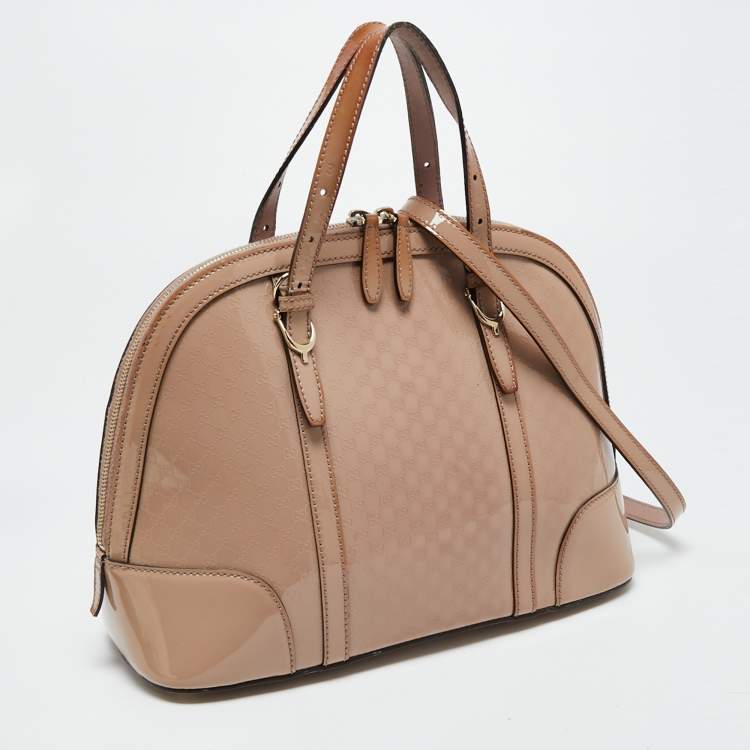 Pre Owned Gucci Beige Patent Leather Nice Dome Bag