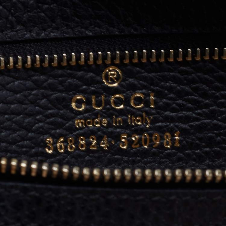 Pre Owned Gucci Black Leather Medium Swing Tote