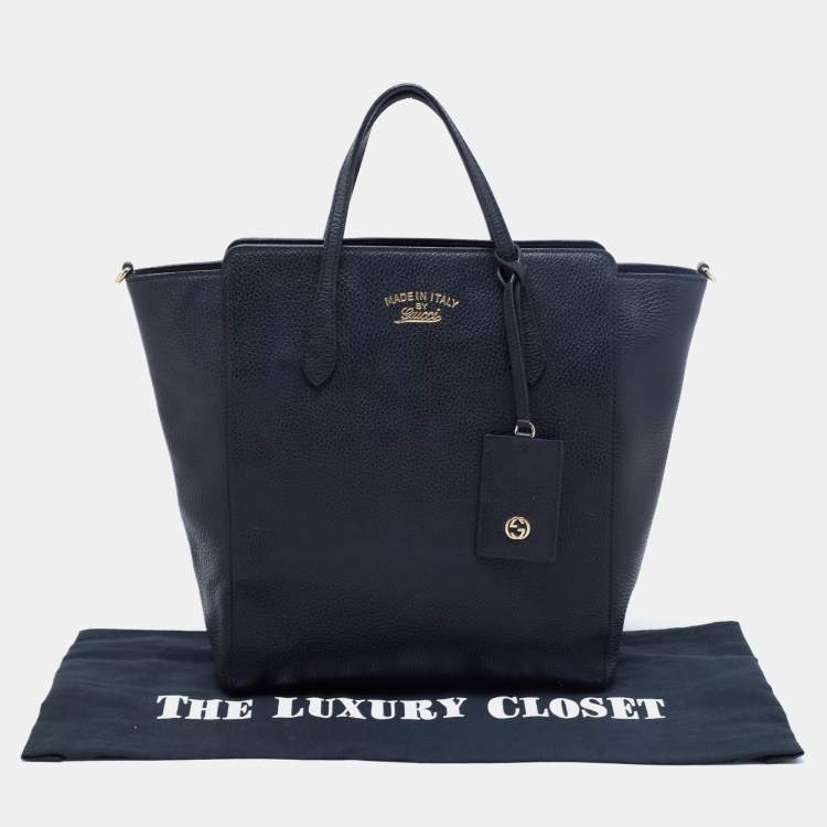Pre Owned Gucci Black Leather Medium Swing Tote