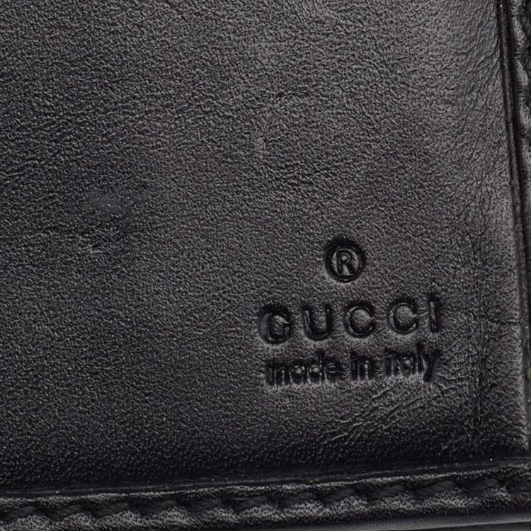 Pre Owned Gucci Black Guccissima Leather Bifold Flap Long Wallet