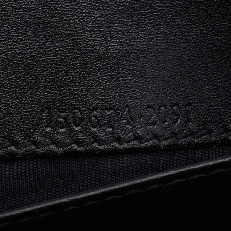Pre Owned Gucci Black Guccissima Leather Bifold Flap Long Wallet