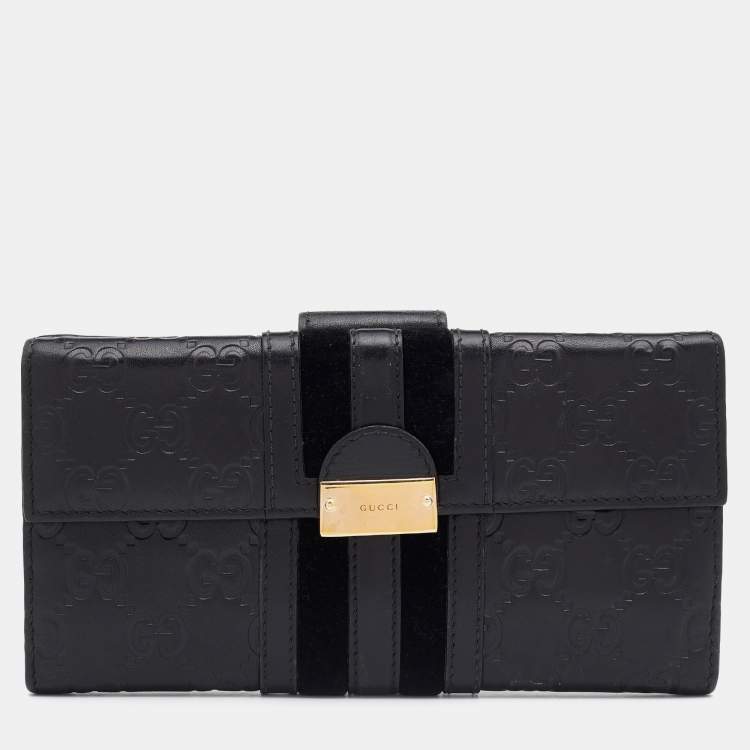 Gucci Black Leather sold Long Bifold Flap