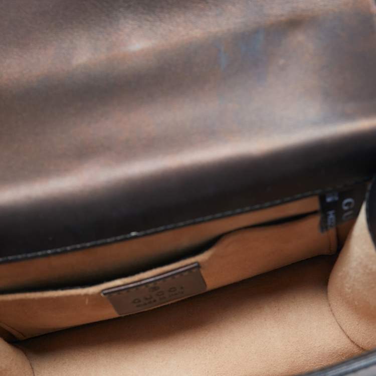 Pre Owned Gucci Black Leather Mini Sylvie Chain Shoulder Bag